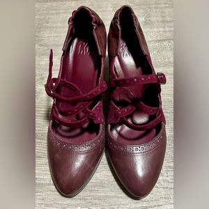 iXos Mary Jane Oxblood Leather Heels Size 37